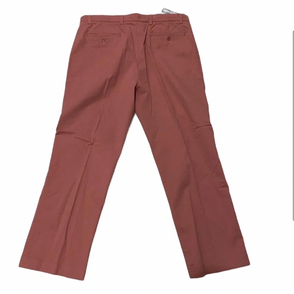 NWT Roundtree & Yorke Classic Fit Flat Front Pants Khaki Salmon Pink 38x32